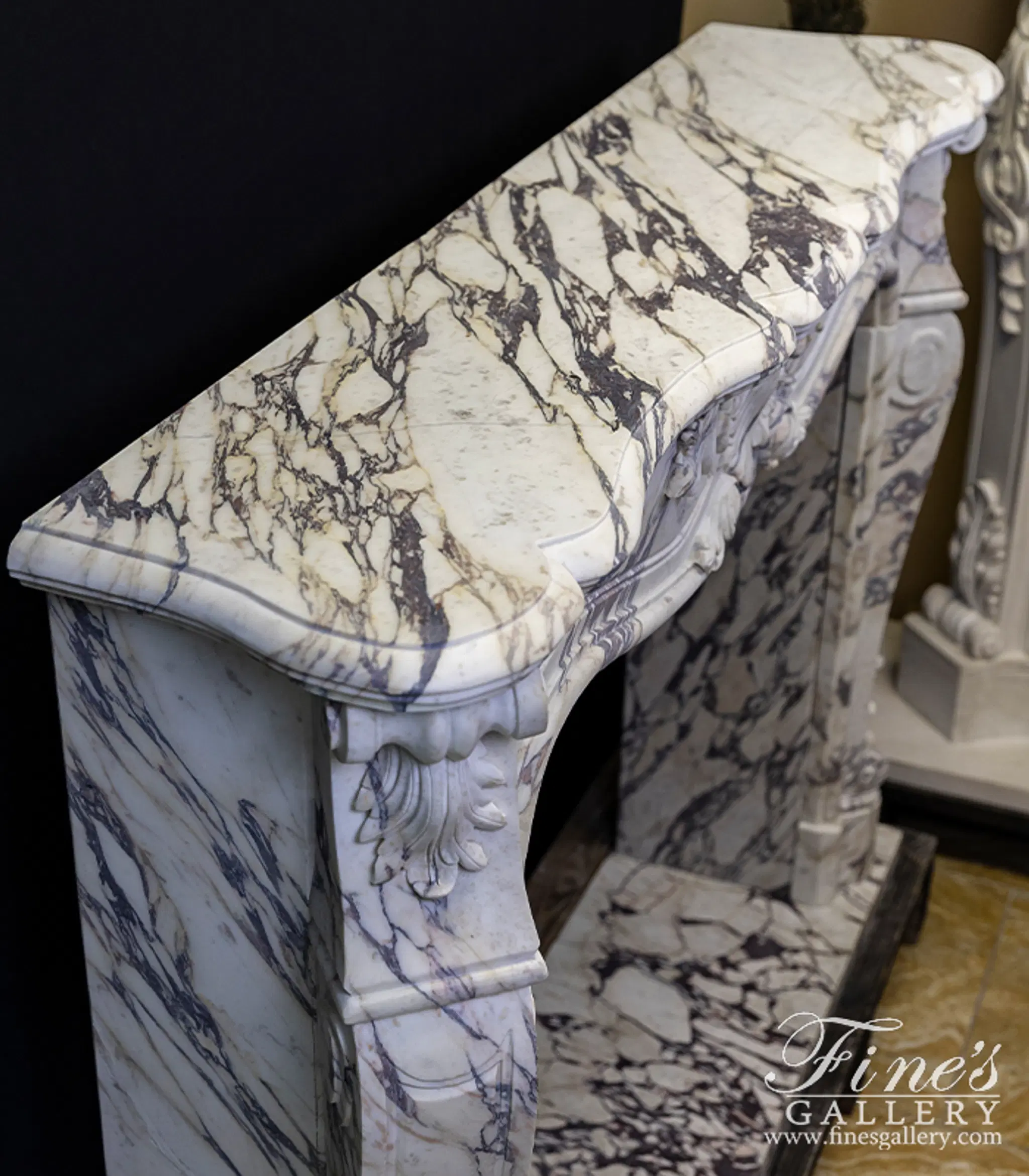 Marble Fireplaces - Louis VI Mantel In Italian Breccia Viola